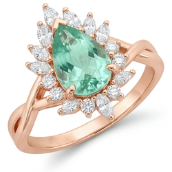 Blue Sapphire VVS Halo Engagement Ring 3.5 ct in 14K Rose Gold