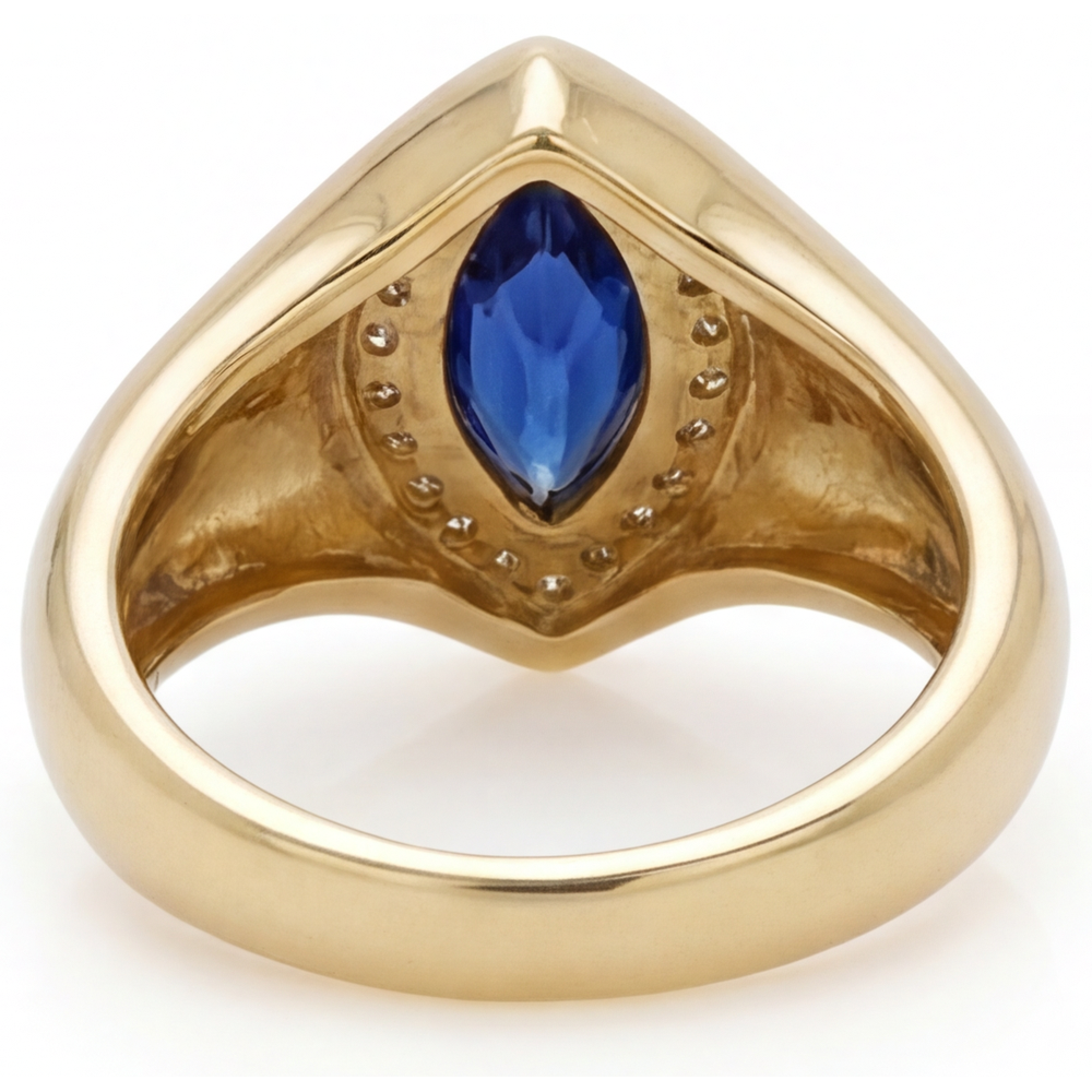 Natural Blue Sapphire Precious Stone Ring – top view