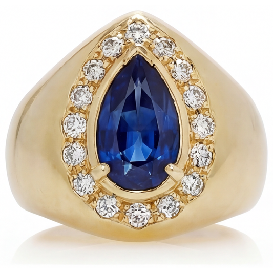 Blue Sapphire Precious Stone Ring 3.75-ct 14 Karat Yellow Gold – main view