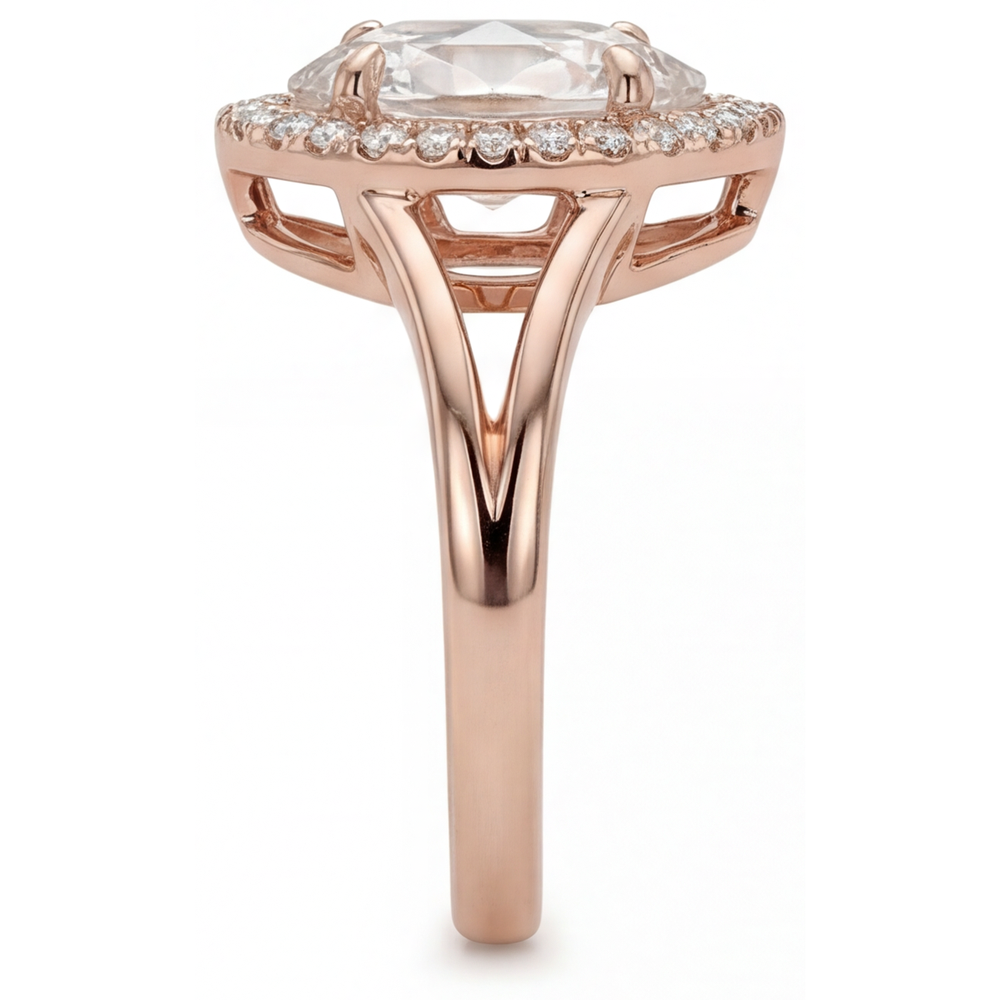 Authentic Brilliant Diamond Halo Engagement Ring 2.5 ct 14K Rose Gold – angle view