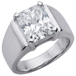 Radiant Brilliant Diamond Men's Ring 5 ct – 14K White Gold