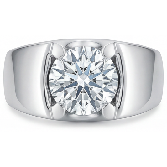 Natural Brilliant Diamond Mens Ring 2 ct 14 Karat White Gold – main view