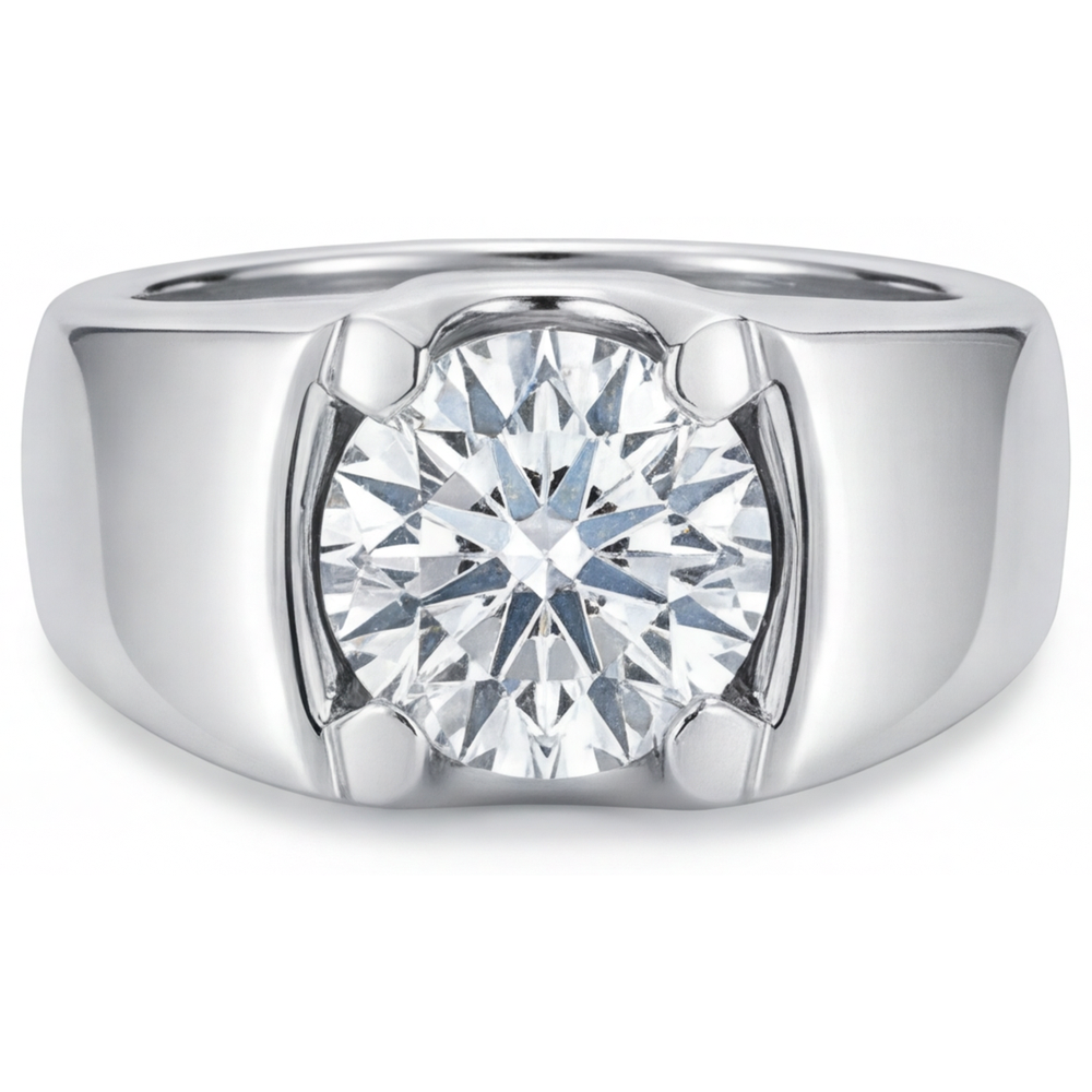 Premium Brilliant Diamond Mens Ring 2 ct – front view