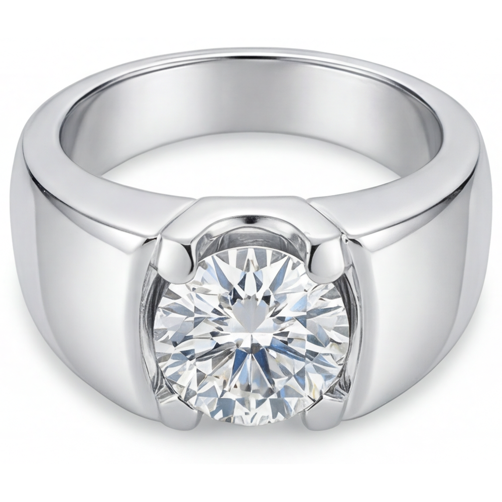 Natural Brilliant Diamond Mens Ring – side view