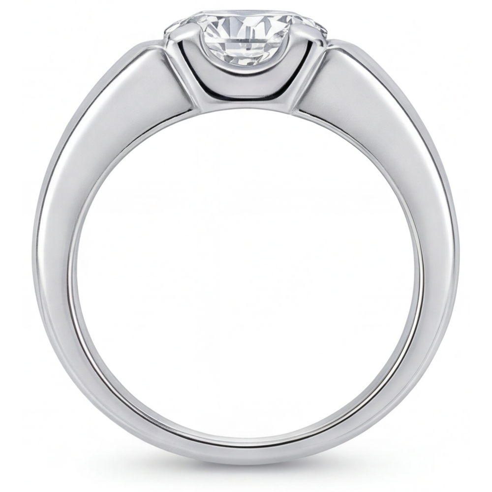 Brilliant Diamond Round Brilliant Mens Ring in 14 Karat White Gold – top view