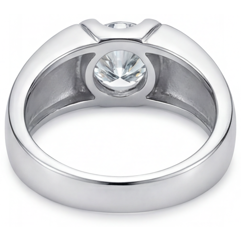 Natural Brilliant Diamond Mens Ring 2 ct 14 Karat White Gold – back view