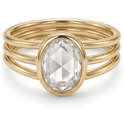 Rose Cut Single Stone Ring – Brilliant Diamond 3 ct 14K Yellow
