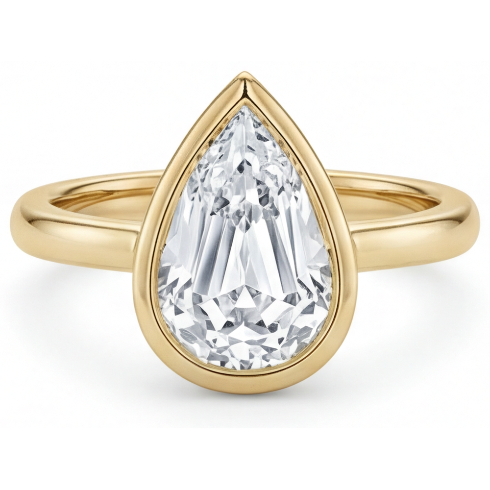 Solitaire Engagement Ring 14 Karat Yellow Gold with Brilliant Diamond – main view