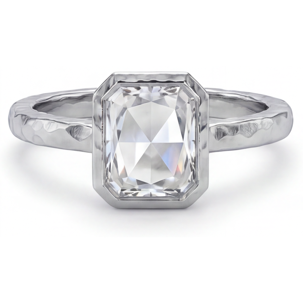 Authentic Brilliant Diamond Solitaire Engagement Ring 2.5 ct 14K White Gold – main view