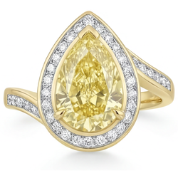 Bespoke Canary Yellow Diamond Halo Engagement Ring 2 ct – 14K