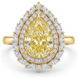Canary Yellow Diamond Halo Ring – VVS Clarity 4 ct 14K Yellow