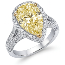 VVS Canary Yellow Diamond Ring 4.5 ct – 14K Two Tone Gold