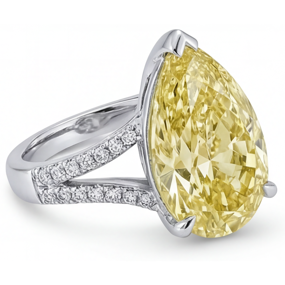 Canary Yellow Diamond Ring 5-ct 14K White Gold – side view