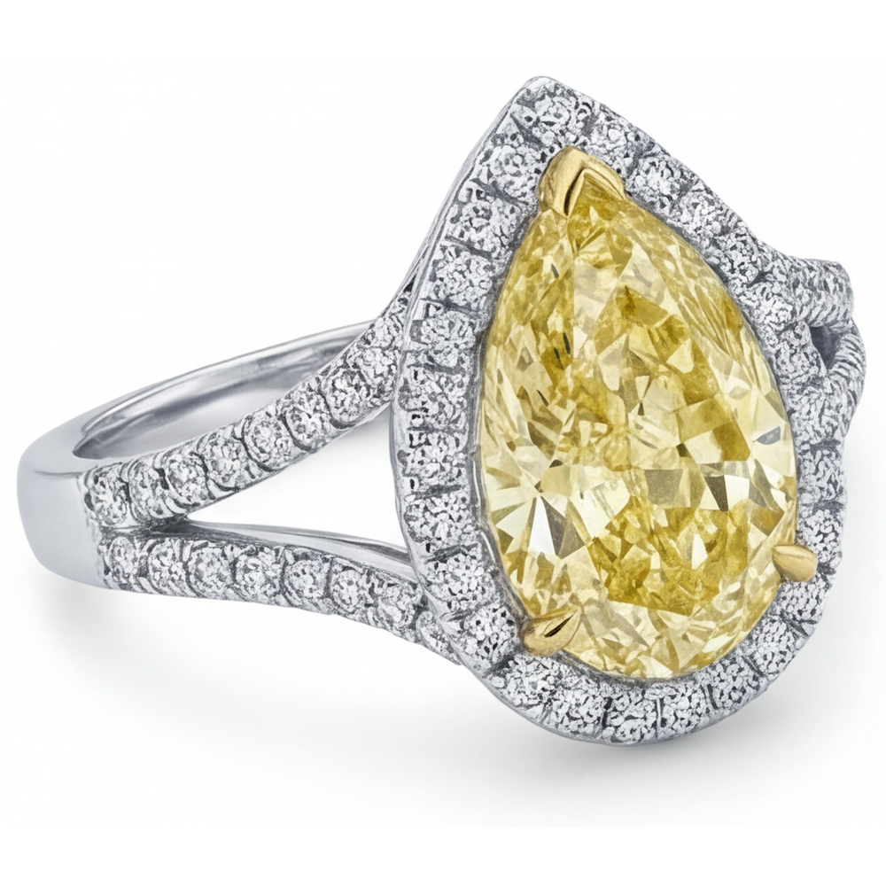 Canary Yellow Diamond Statement Ring 1.25-ct Two-Tone 14K Gold – side view