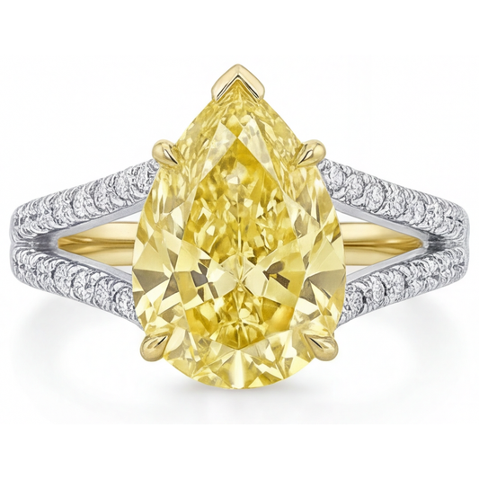 Canary Yellow Diamond Statement Ring 1.75-ct Two-Tone 14K Gold – main view