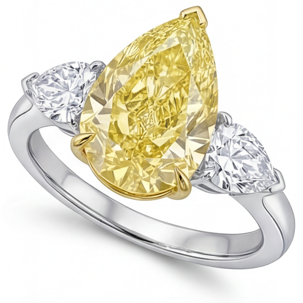 Handcrafted Three Stone Ring 3.25 ct – angle view