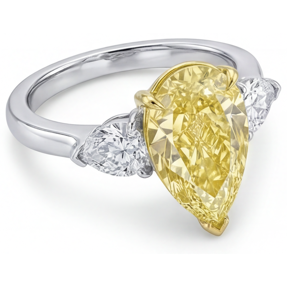 Handcrafted Three Stone Ring 3.25 ct – profile view