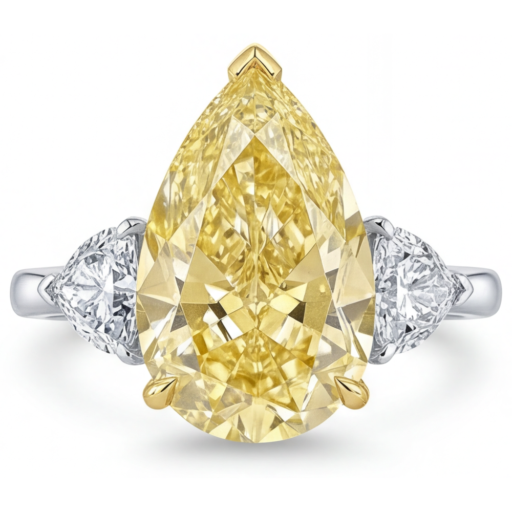 Handcrafted Canary Yellow Diamond Trilogy Ring 5 ct – main view