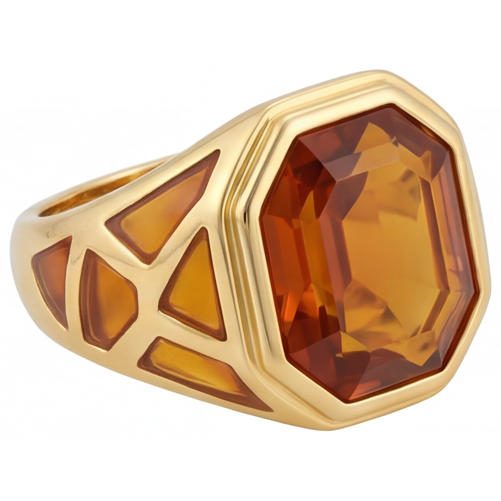 Colored Stone Ring 14 Karat Yellow Gold with Citrine – side view