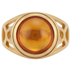 Men's Citrine Cabochon Cut Colored Stone Ring 5 ct in 14K Yellow