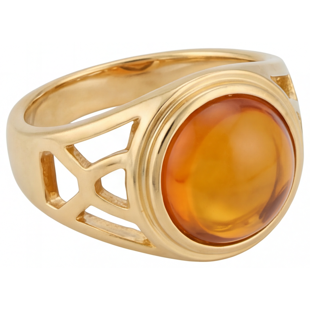 Citrine Colored Stone Ring 5-ct 14K Yellow Gold – side view