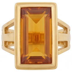 Men's 14K Yellow Gold Gemstone Ring with Citrine – 7 ct