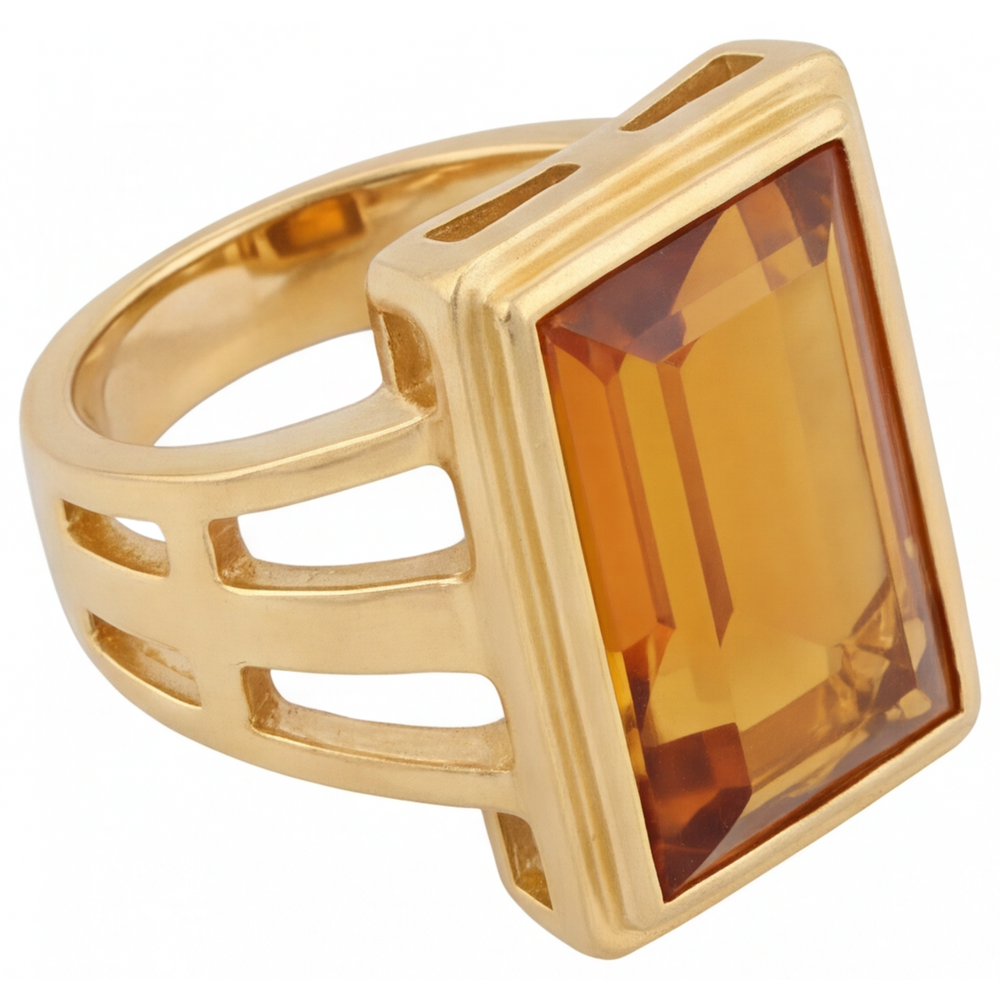 Citrine Gemstone Ring 7-ct 14K Yellow Gold – side view