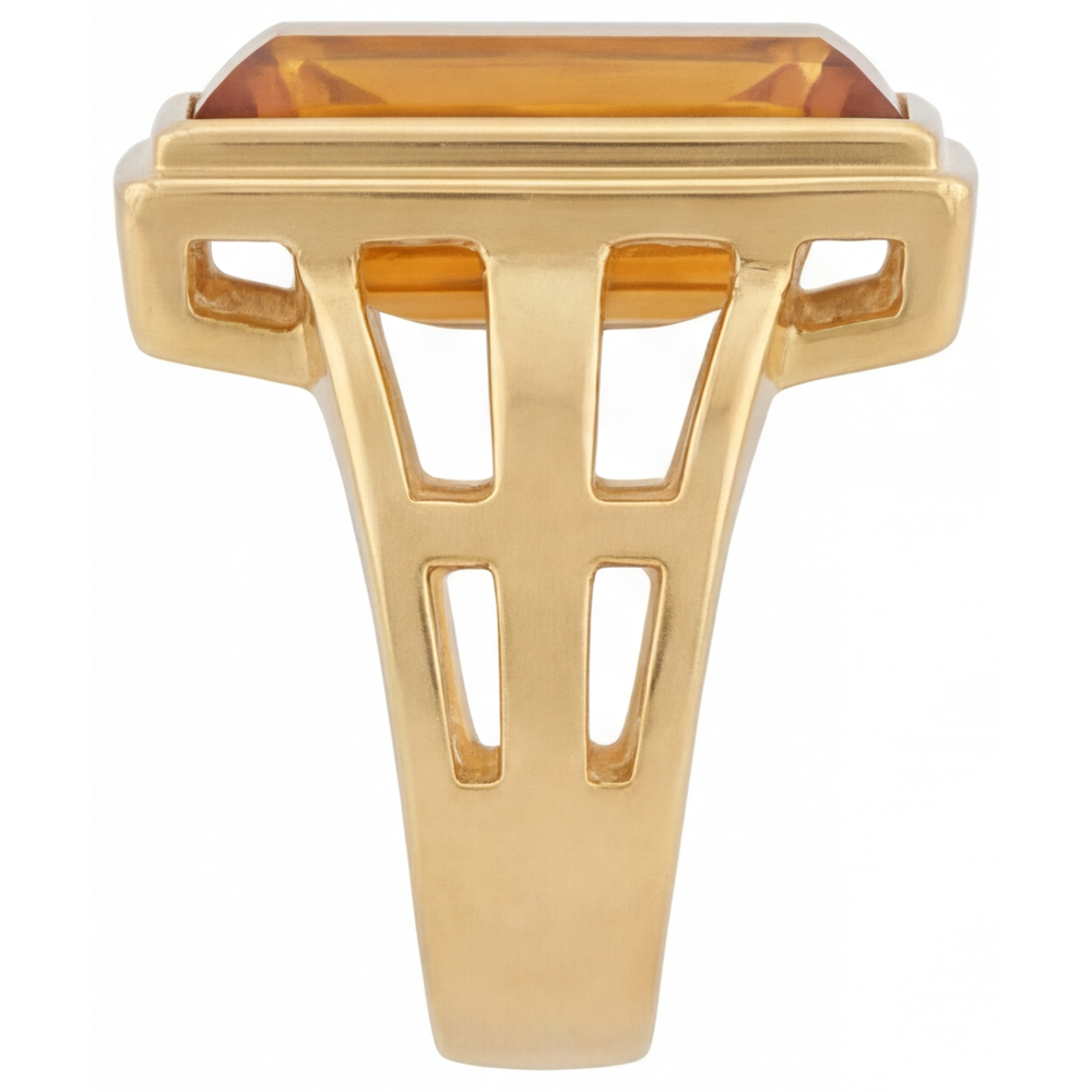 Citrine Emerald Cut Gemstone Ring in 14K Yellow Gold – angle view