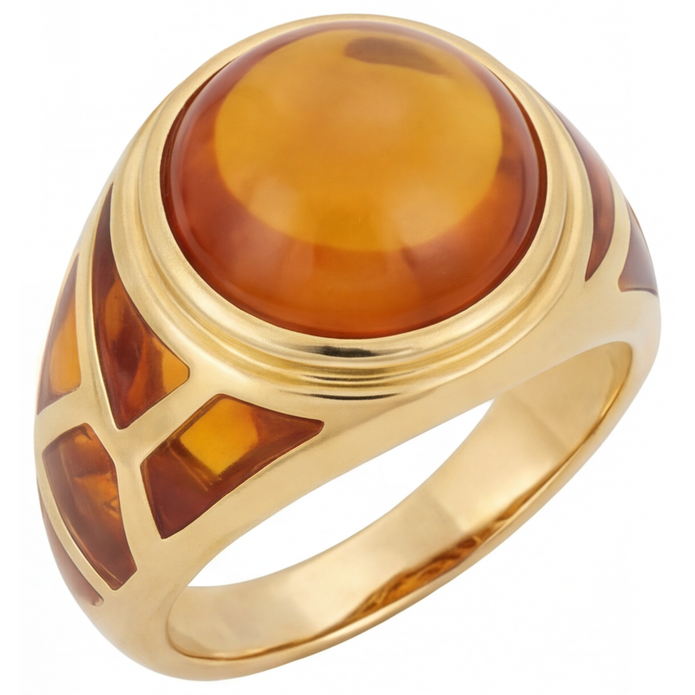 Genuine Citrine Precious Stone Ring – front view