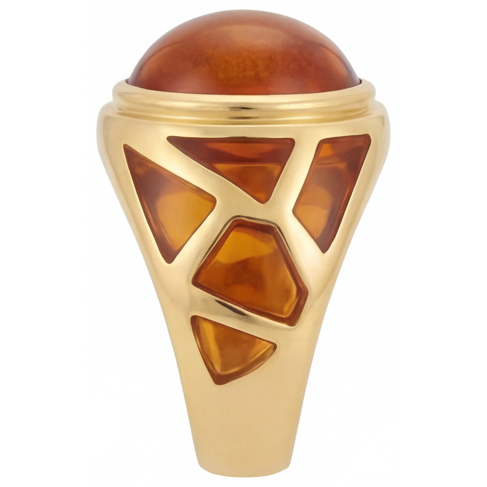 Citrine Precious Stone Ring 10-ct 14 Karat Yellow Gold – angle view