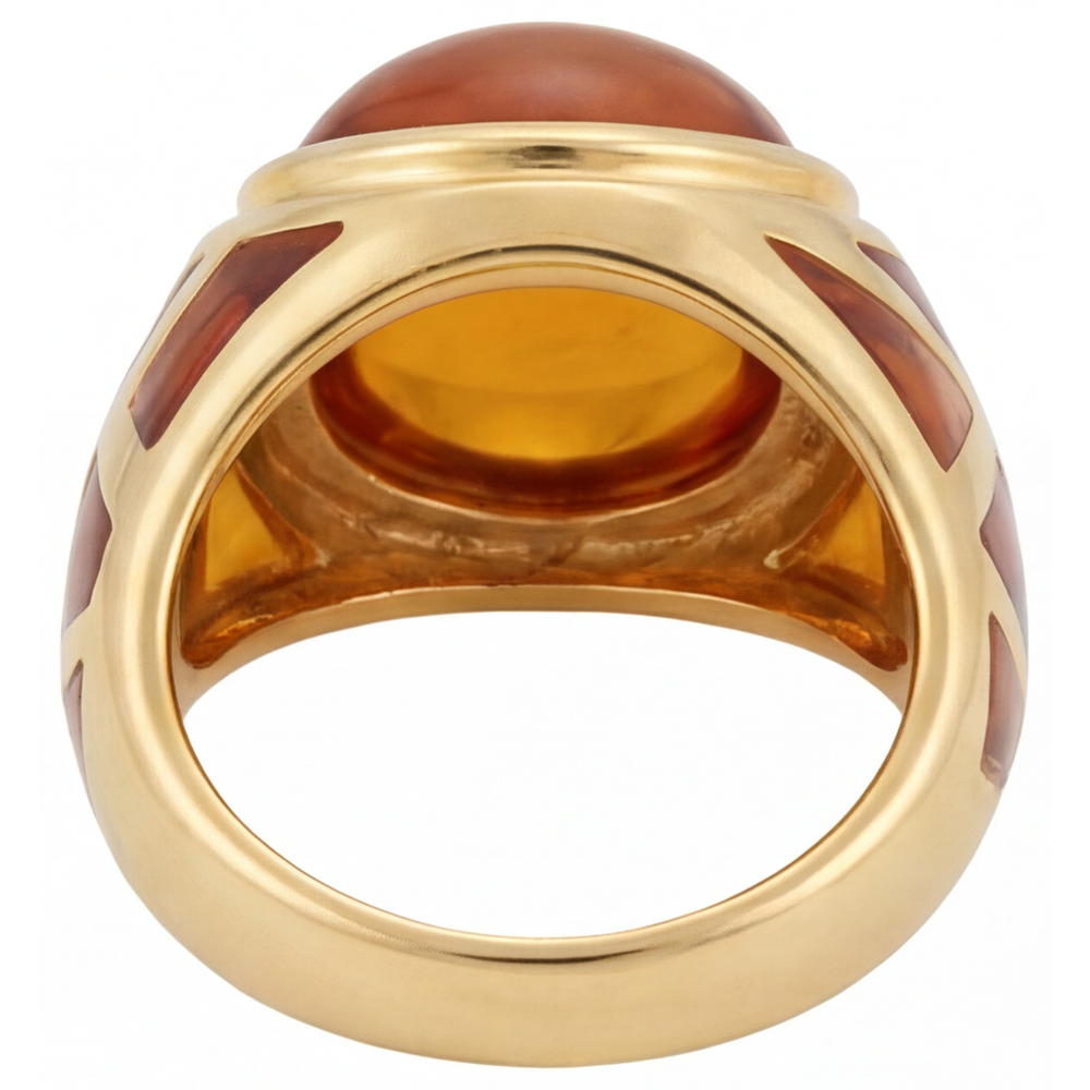 Precious Stone Ring 14 Karat Yellow Gold with Citrine – profile view