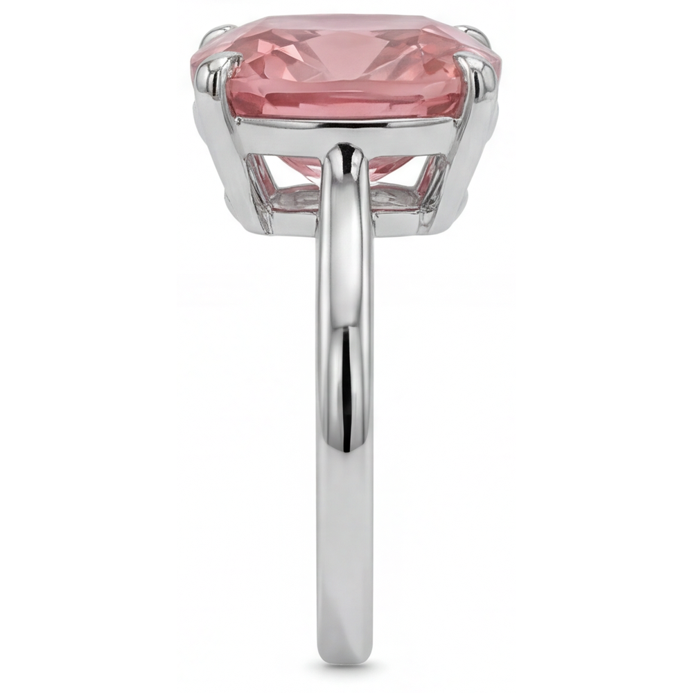 Peach Sapphire Engagement Ring 3 Carat Real Cushion Padparadscha Solitaire Cathedral 14K White Gold