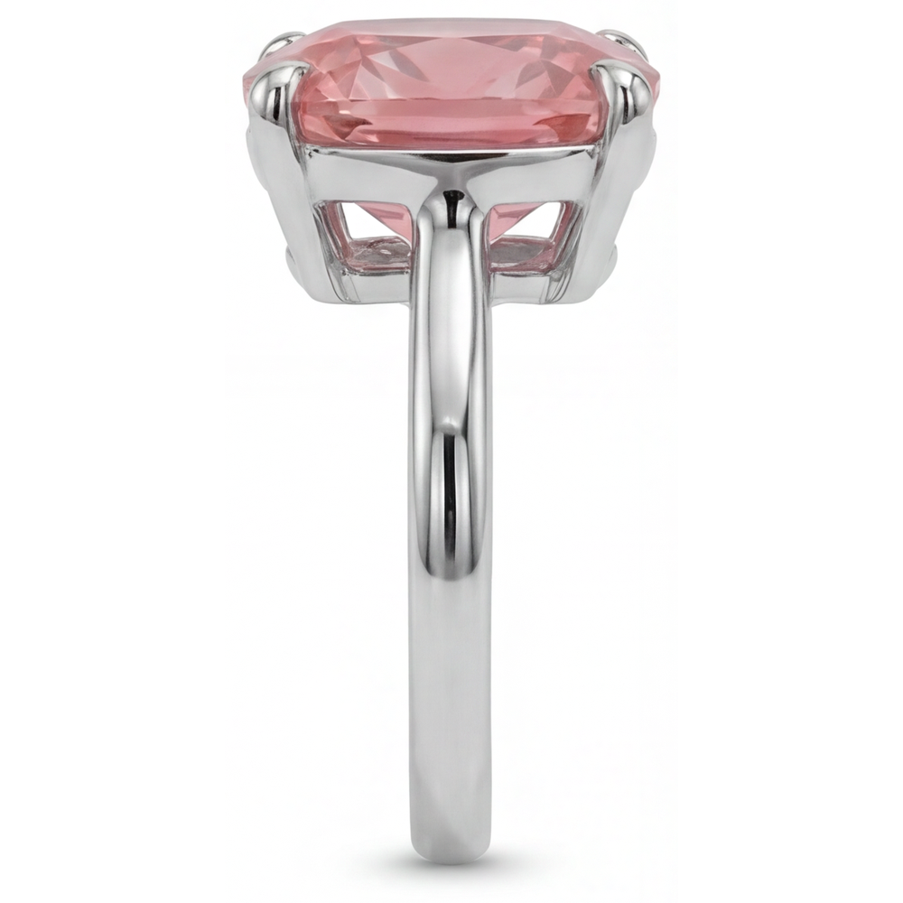 Padparadscha Sapphire Engagement Ring 3 Carat Natural Cushion Solitaire 14K White Gold