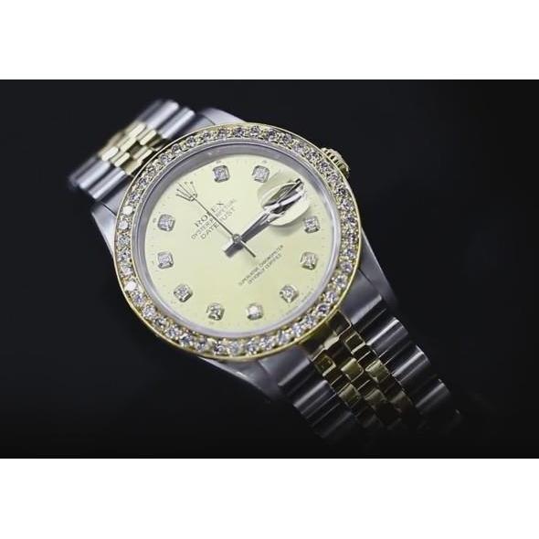 Custom Diamond Dial Bezel 2 Carats Rolex Datejust Watch Bracelet QUICK SET