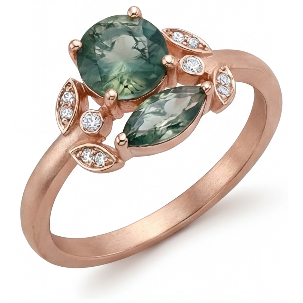 Genuine Dendritic Agate Gemstone Ring – main view