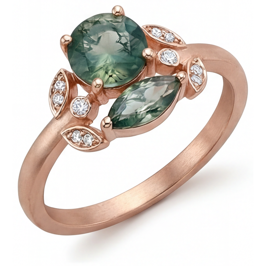 Genuine Dendritic Agate Gemstone Ring – main view