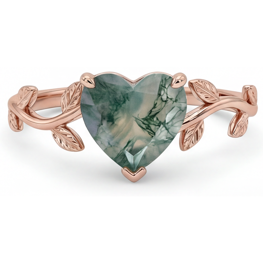 Precious Stone Ring 14K Rose Gold with Dendritic Agate – main view