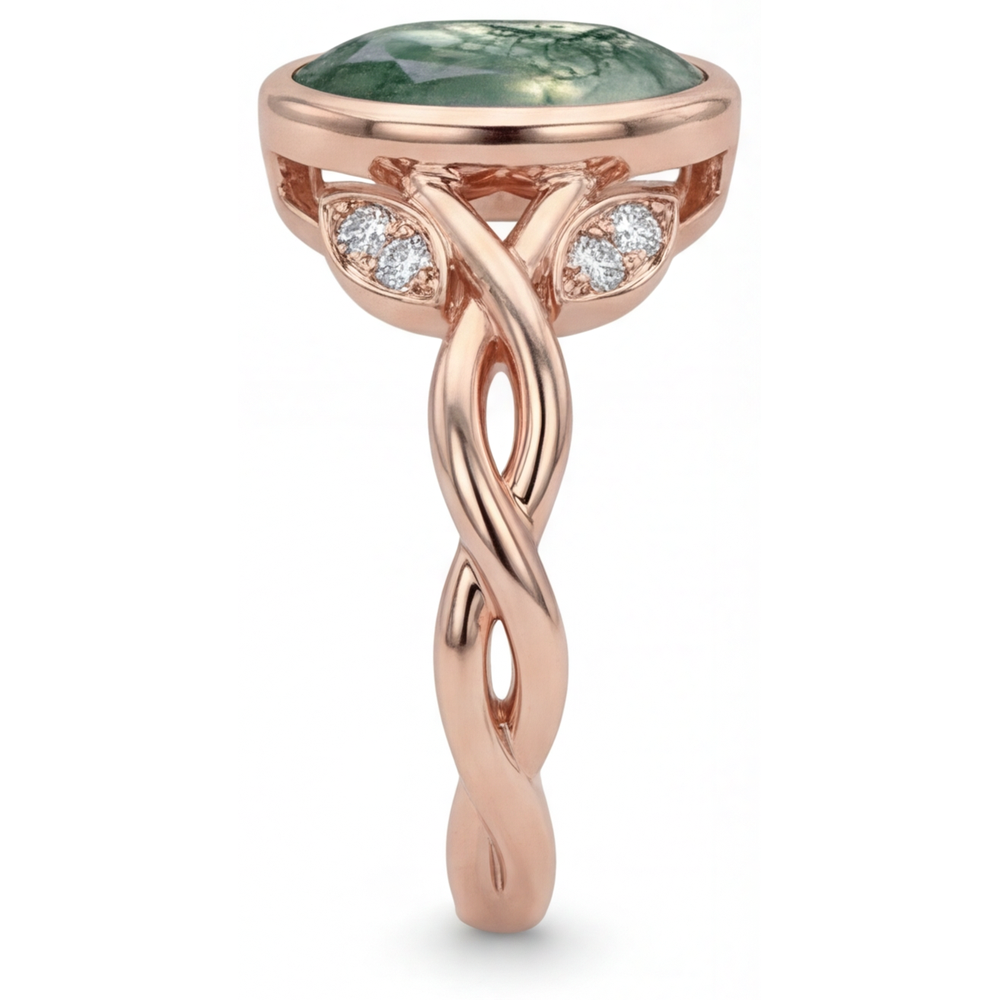 Handmade Dendritic Agate Precious Stone Ring 2.75 ct – profile view