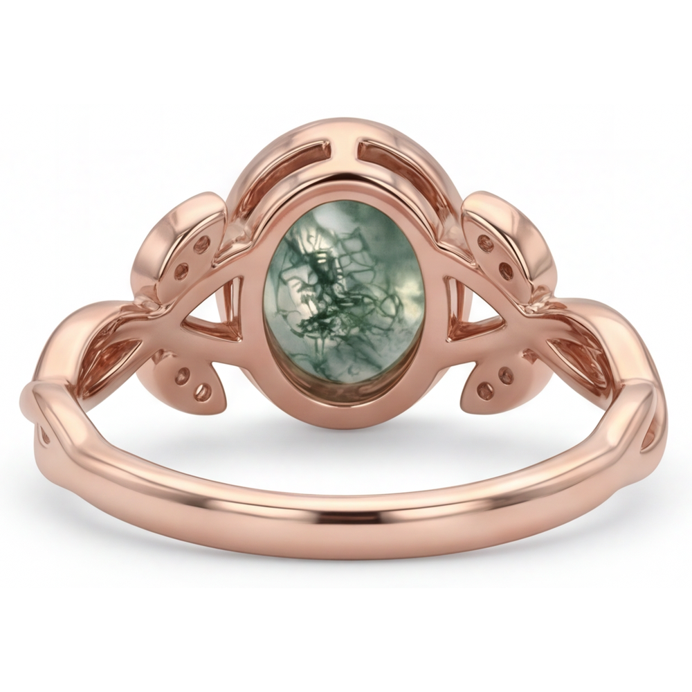 Natural Dendritic Agate Precious Stone Ring – top view