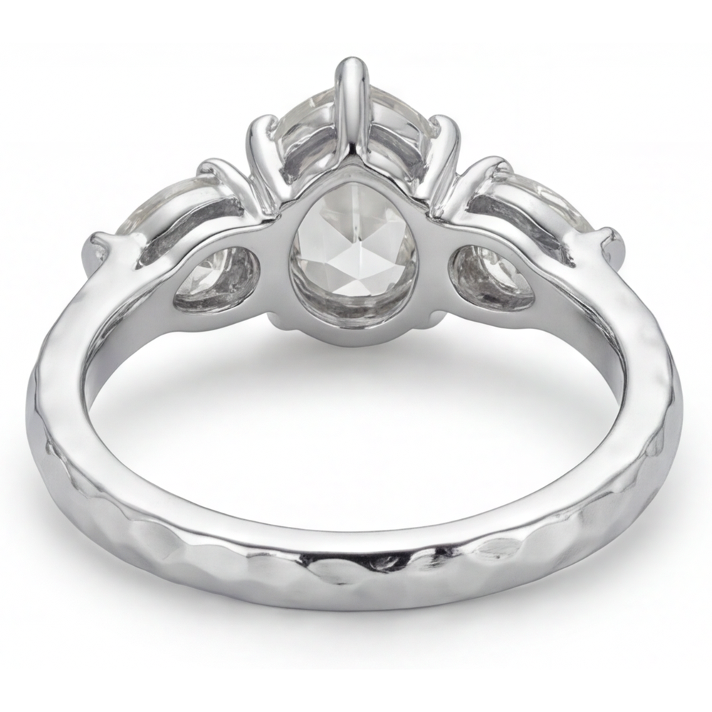 3-Stone Ring 14K White Gold with Diamond – top view