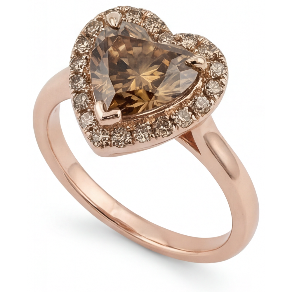 Genuine Diamond Halo Setting Ring 2.25 ct 14 Karat Rose Gold – side view