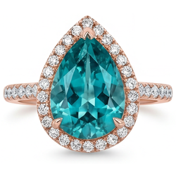 Blue Diamond Diamond Halo Setting Ring 3.5 ct – 14K Rose Gold