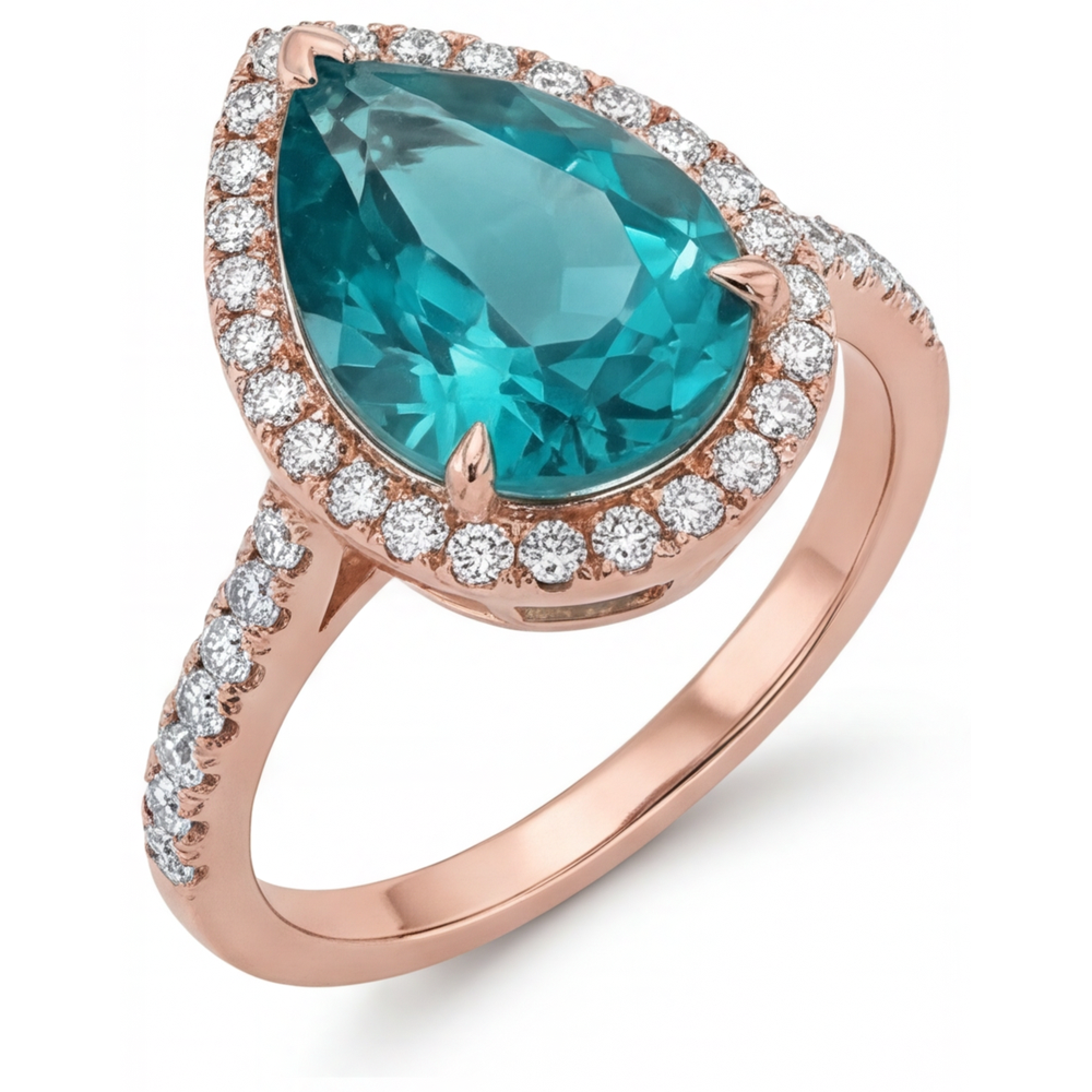 Authentic Diamond Halo Setting Ring 3.5 ct 14K Rose Gold – front view