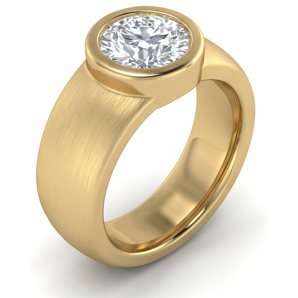 Men's Ring 14K Yellow Gold with Diamond – front view