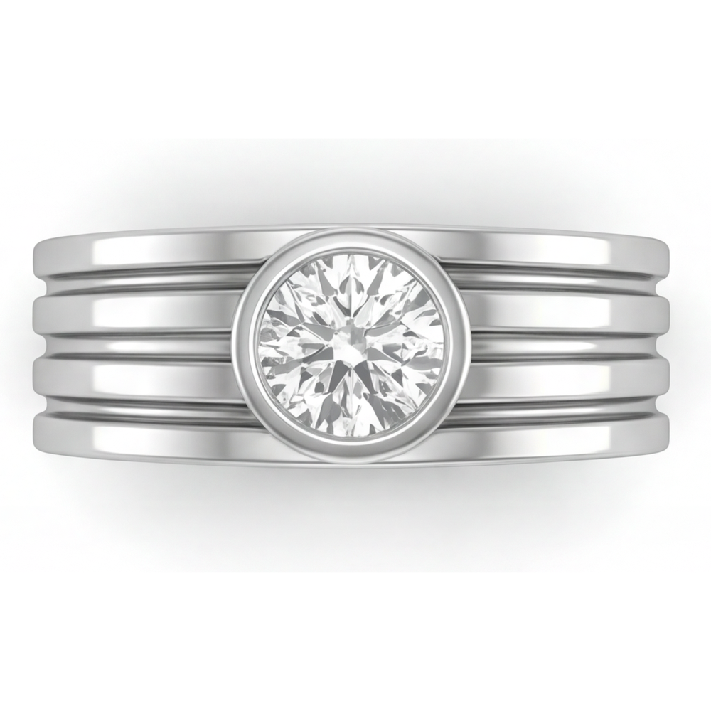 Mens Ring 14K White Gold with Diamond – main view