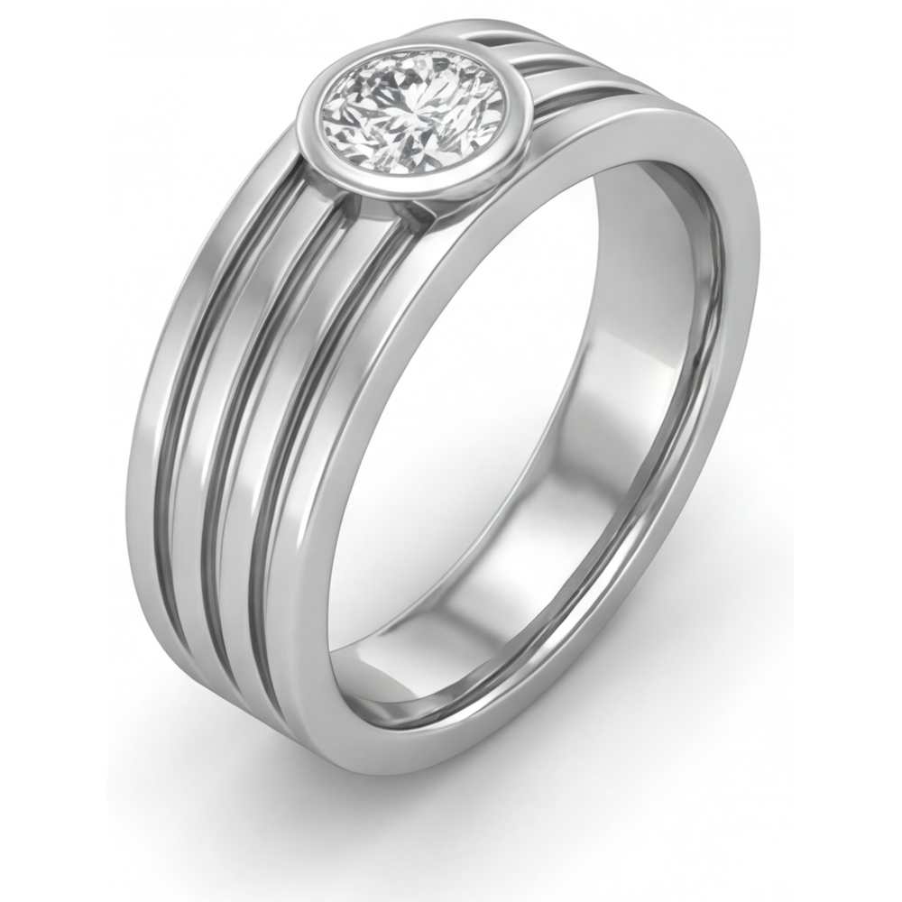 Round Brilliant Diamond ring in 14K White Gold – angle view
