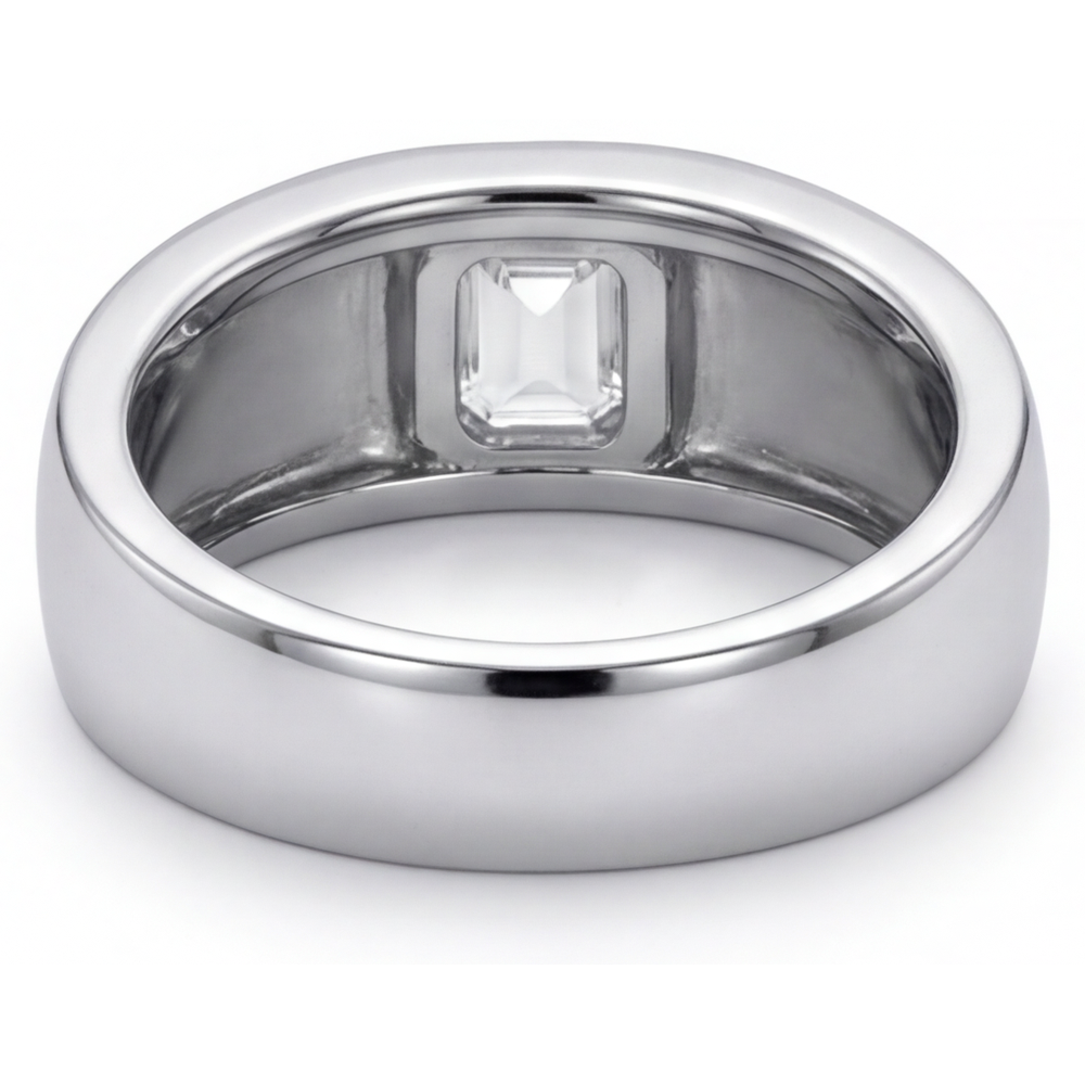 Step Cut Diamond ring in 14 Karat White Gold – angle view