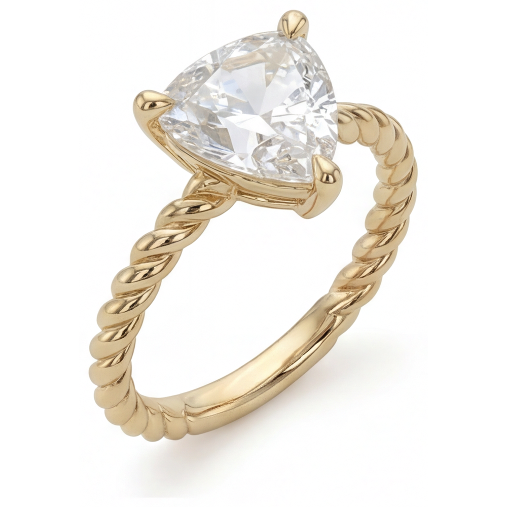 Single Stone Ring 14K Yellow Gold with Diamond – side view