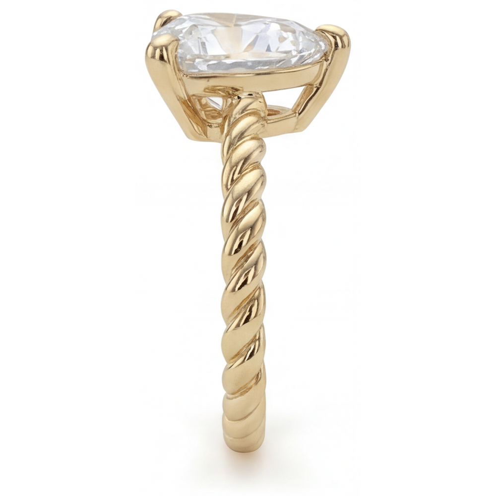 Genuine Diamond Single Stone Ring – profile view