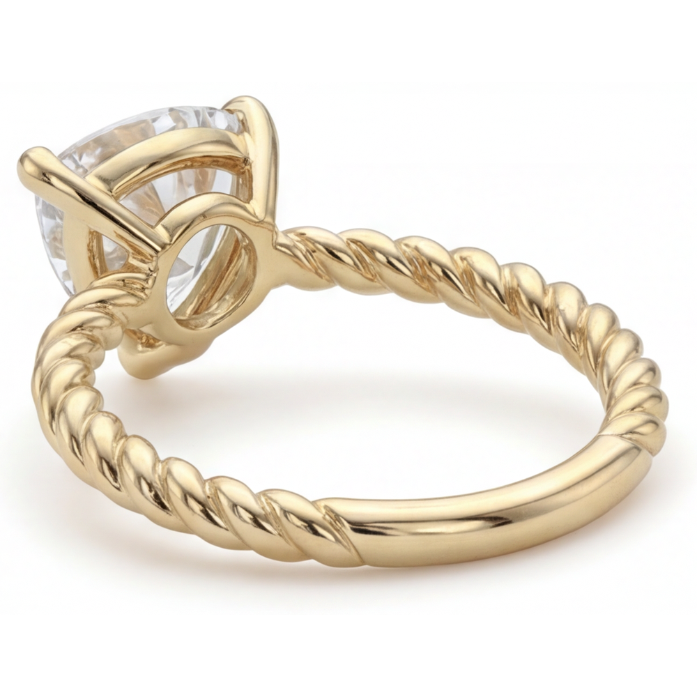 Diamond Trillion Cut Single Stone Ring in 14K Yellow Gold – top view